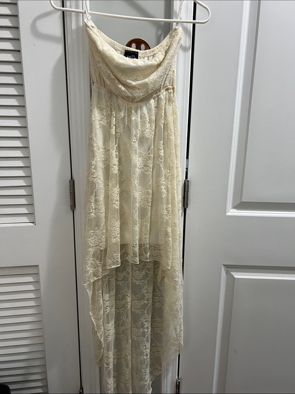 Rue21 Cream Lace Strapless Maxi Dress Size S
